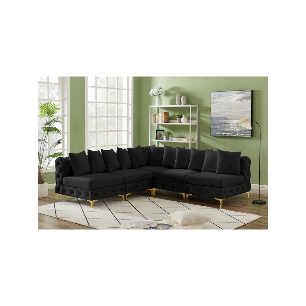 Tremblay Black Velvet Modular Sectional