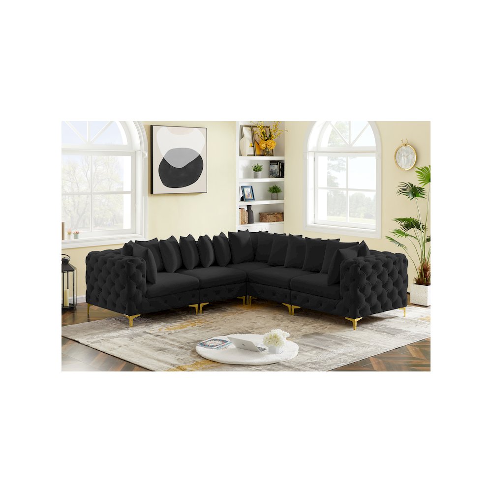 Tremblay Black Velvet Modular Sectional