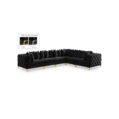 Tremblay Black Velvet Modular Sectional