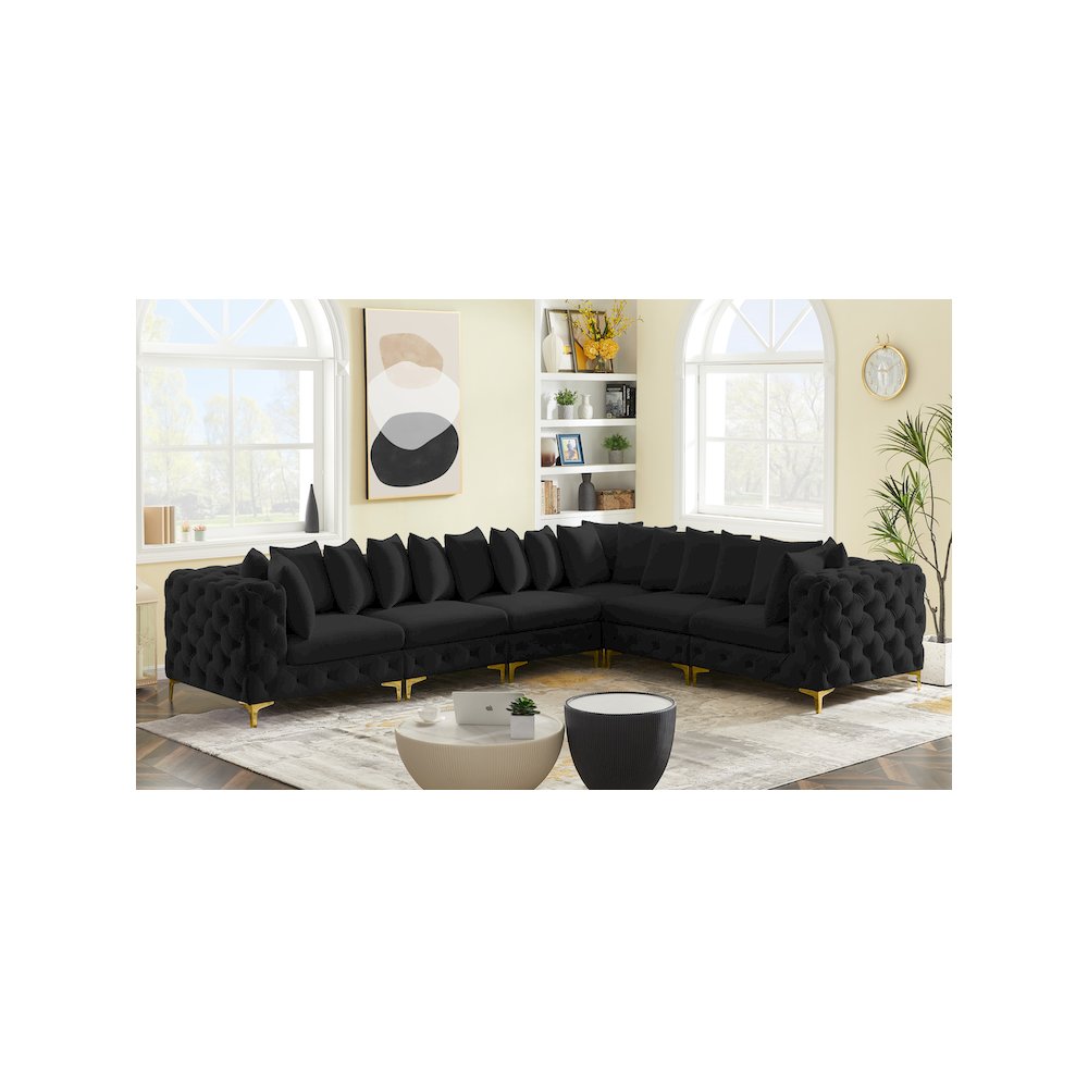 Tremblay Black Velvet Modular Sectional
