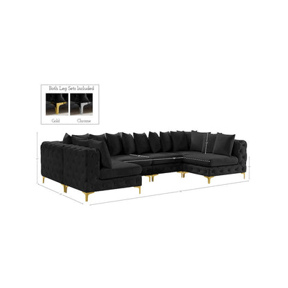 Tremblay Black Velvet Modular Sectional
