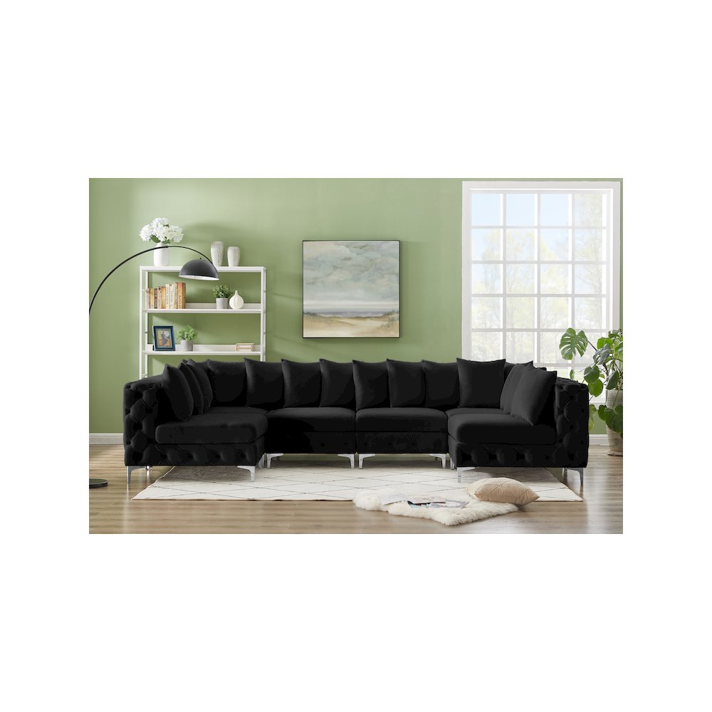 Tremblay Black Velvet Modular Sectional