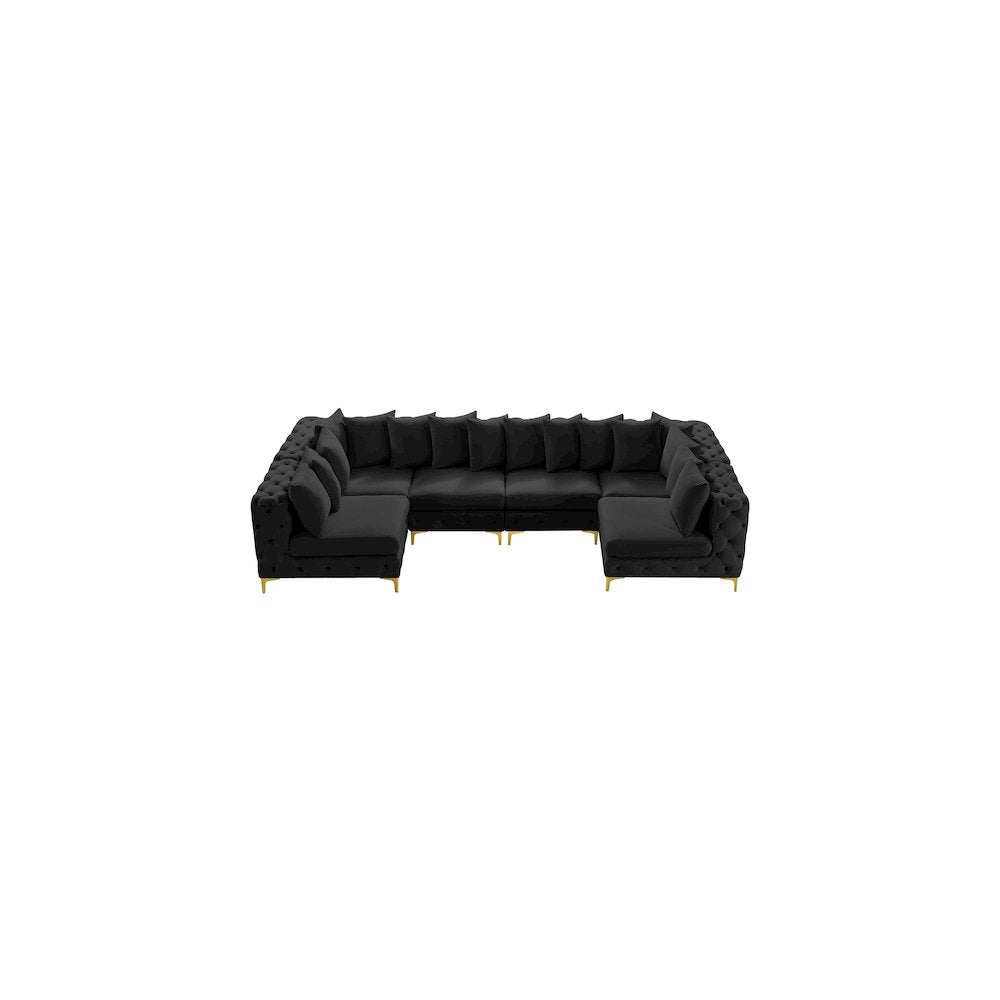 Tremblay Black Velvet Modular Sectional