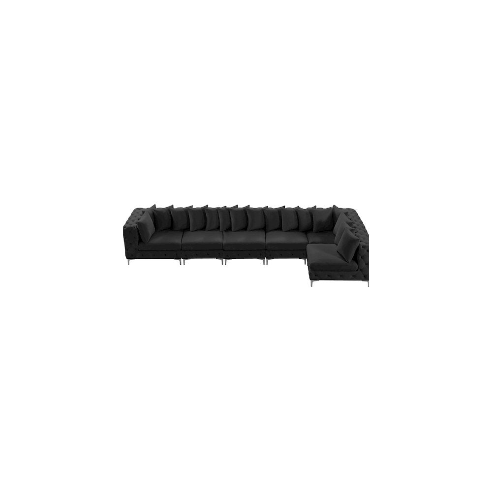 Tremblay Black Velvet Modular Sectional