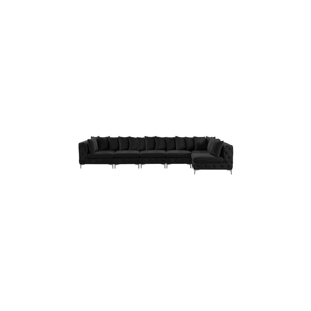 Tremblay Black Velvet Modular Sectional