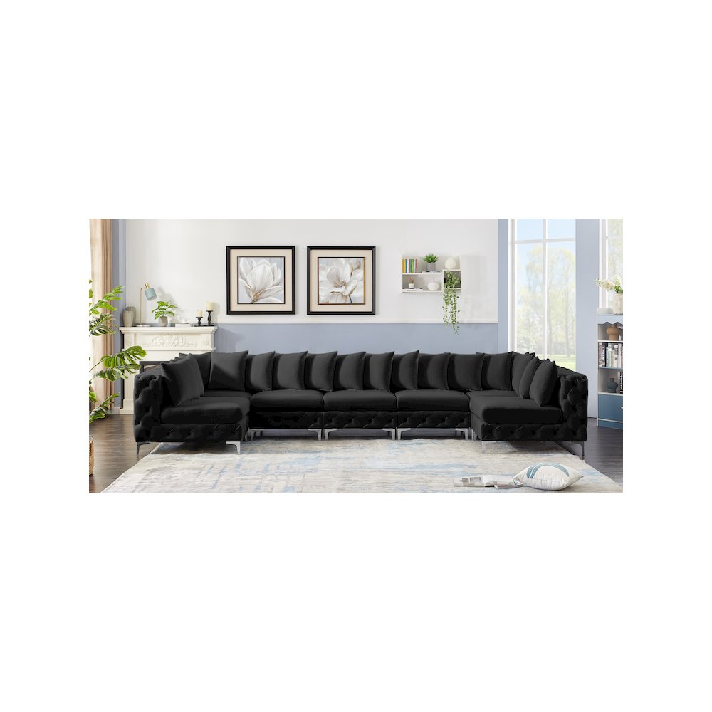 Tremblay Black Velvet Modular Sectional