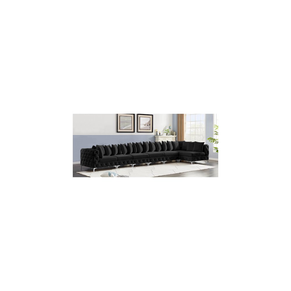 Tremblay Black Velvet Modular Sectional