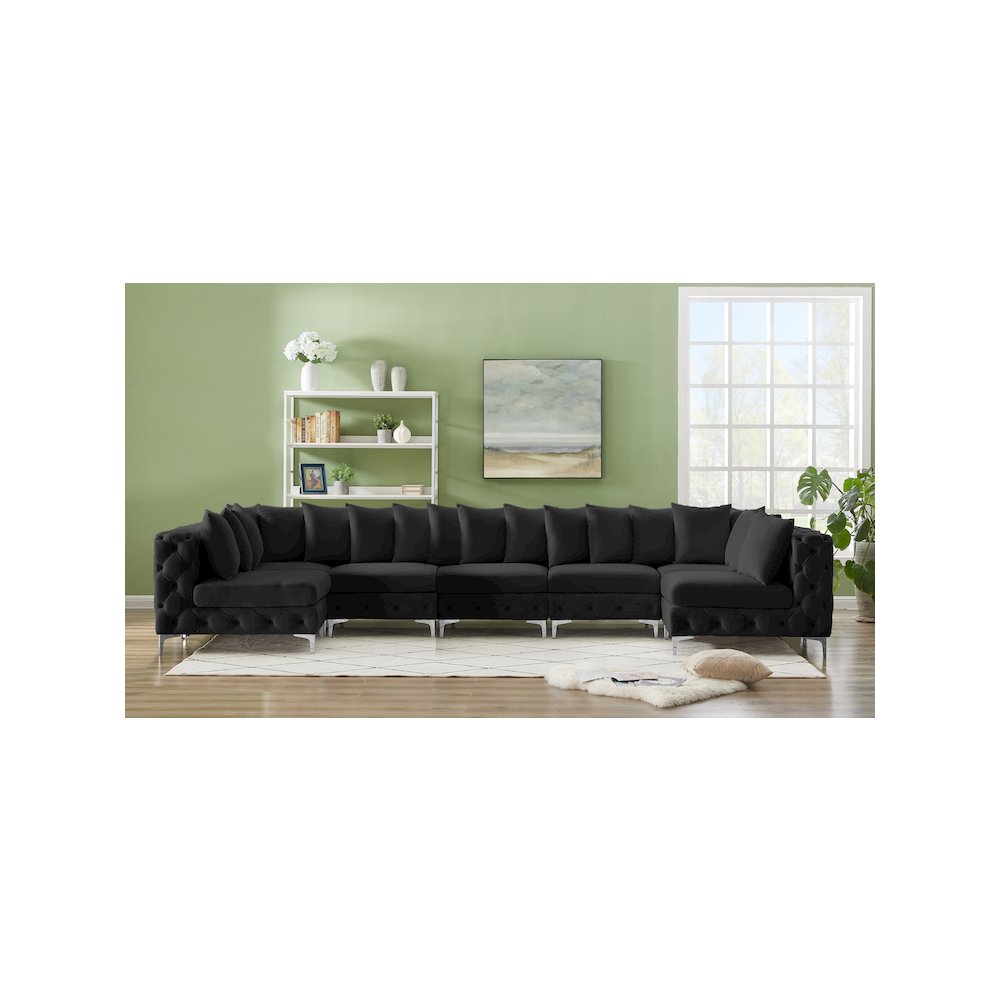 Tremblay Black Velvet Modular Sectional