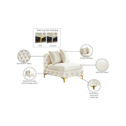 Tremblay Cream Velvet Armless Chair