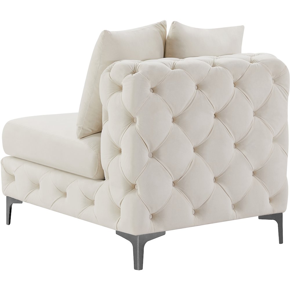 Tremblay Cream Velvet Armless Chair