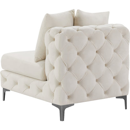 Tremblay Cream Velvet Armless Chair