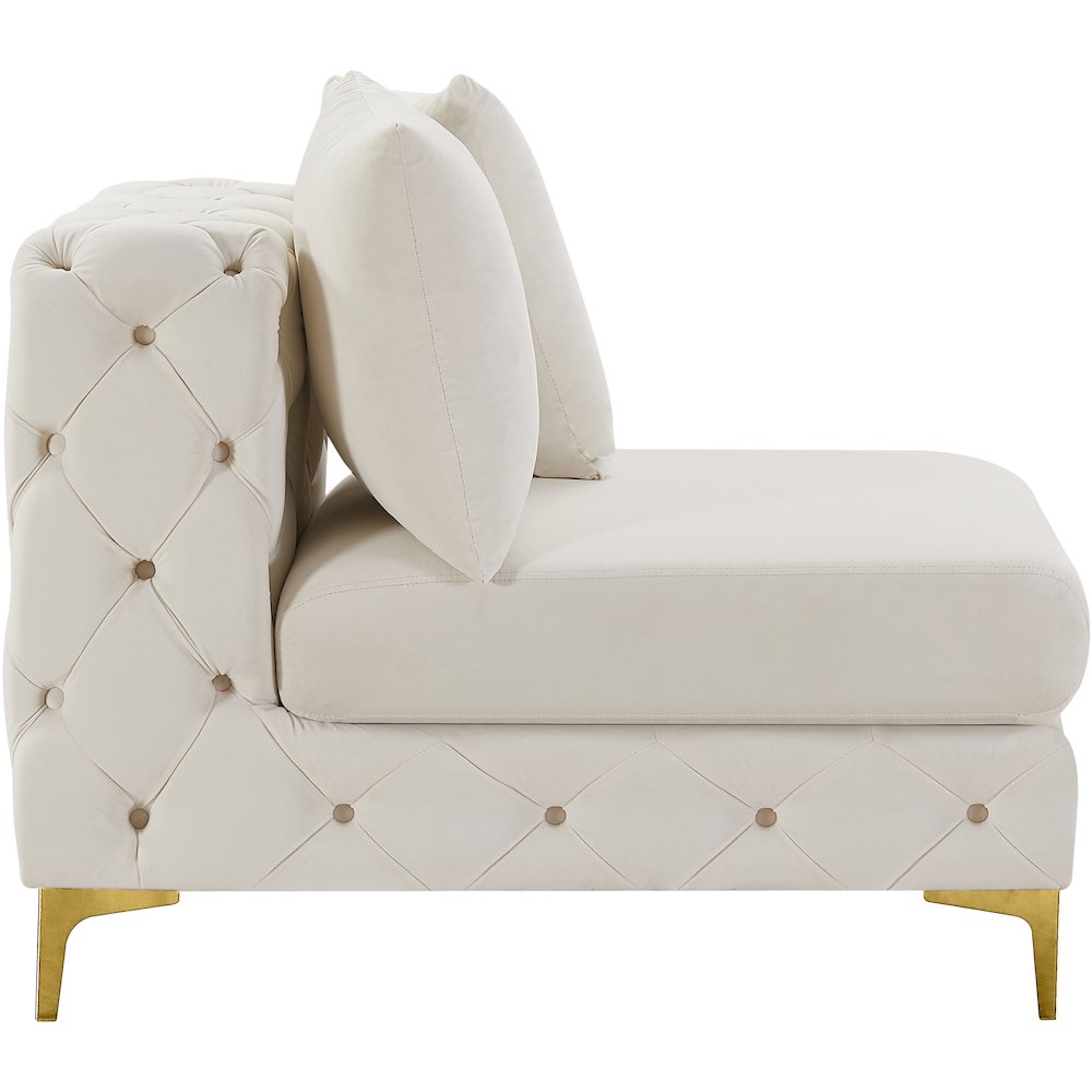 Tremblay Cream Velvet Armless Chair