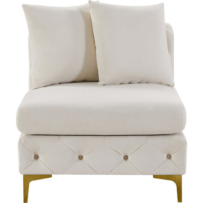 Tremblay Cream Velvet Armless Chair