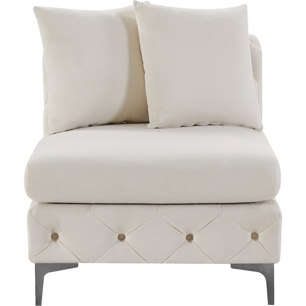 Tremblay Cream Velvet Armless Chair