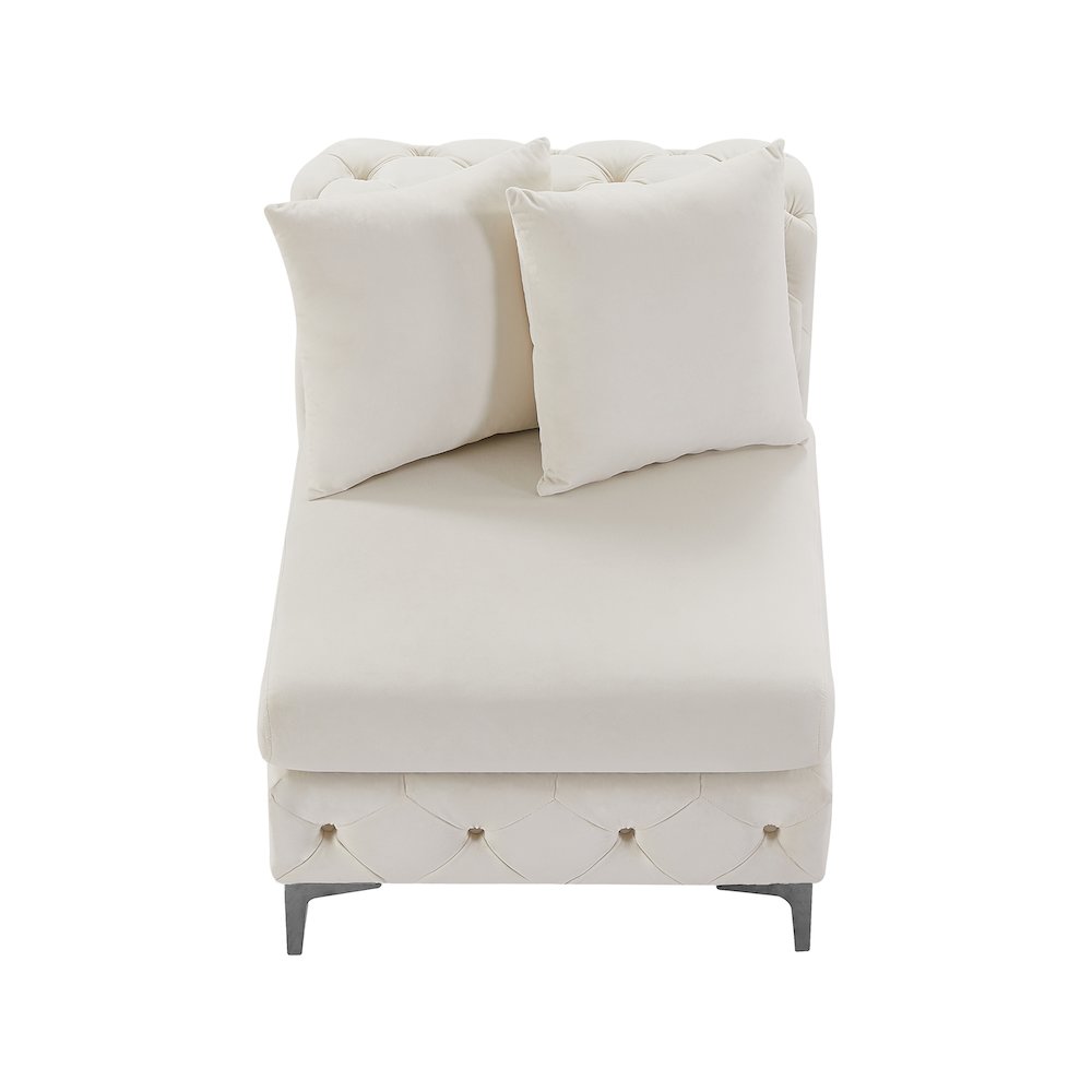 Tremblay Cream Velvet Armless Chair