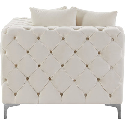 Tremblay Cream Velvet Corner Chair
