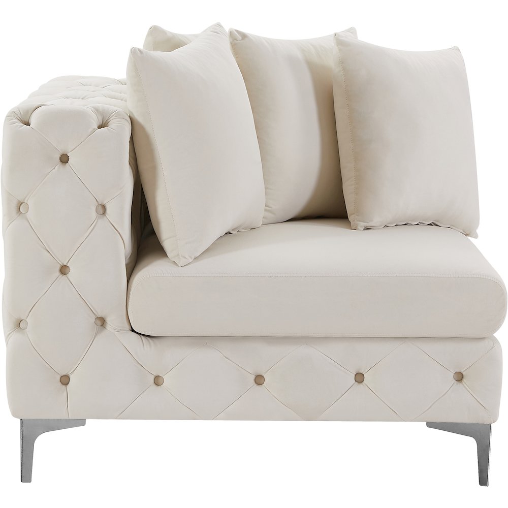 Tremblay Cream Velvet Corner Chair
