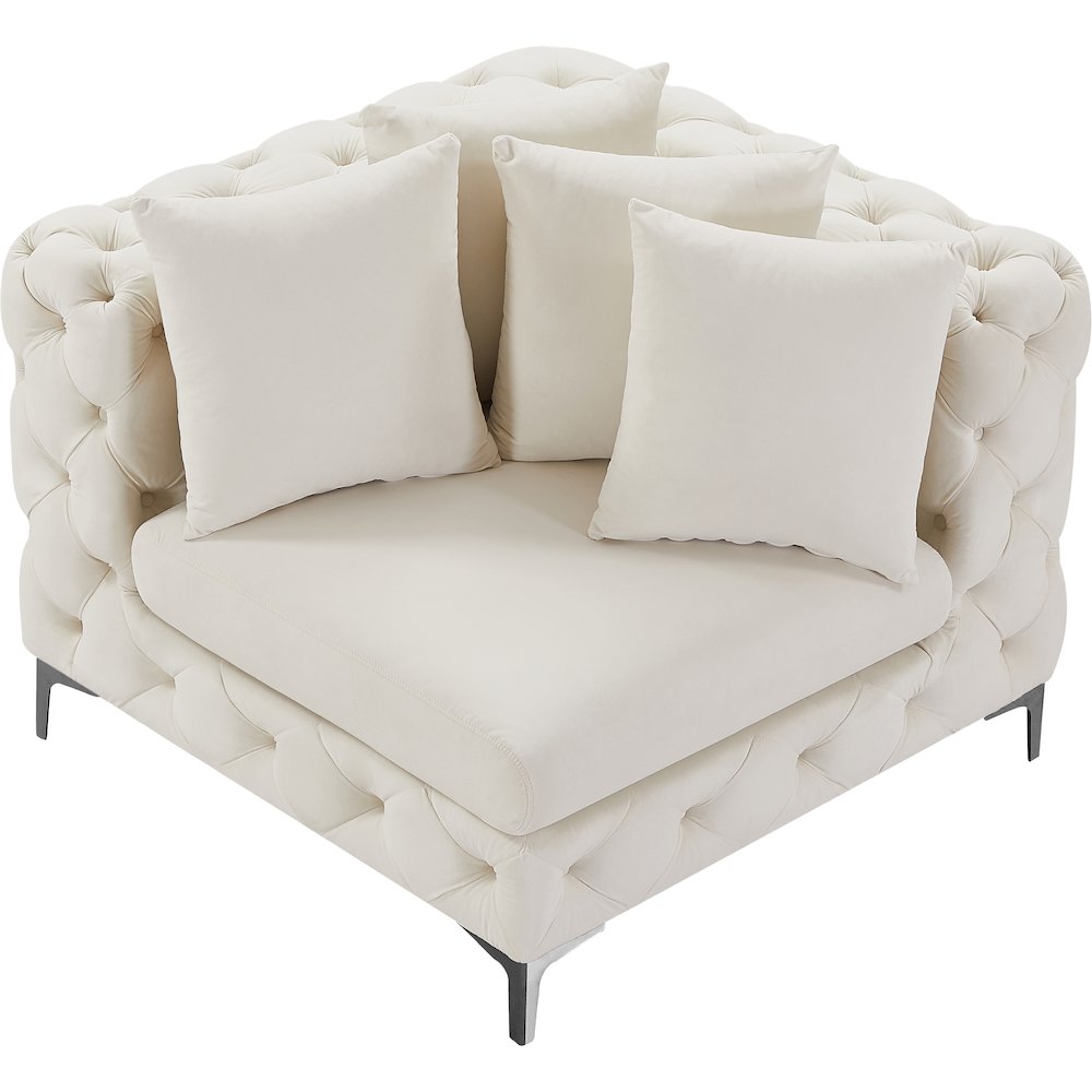 Tremblay Cream Velvet Corner Chair