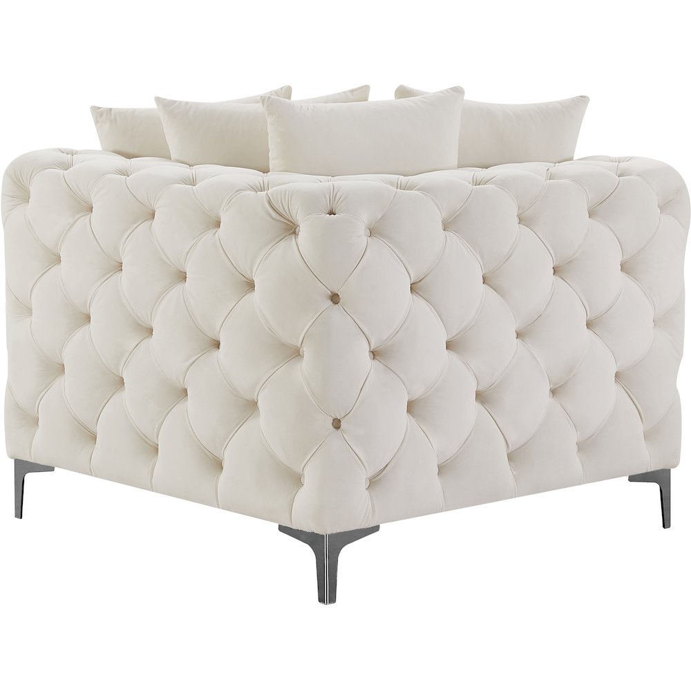 Tremblay Cream Velvet Corner Chair