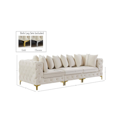 Tremblay Cream Velvet Modular Sofa