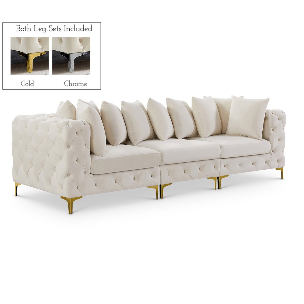 Tremblay Cream Velvet Modular Sofa