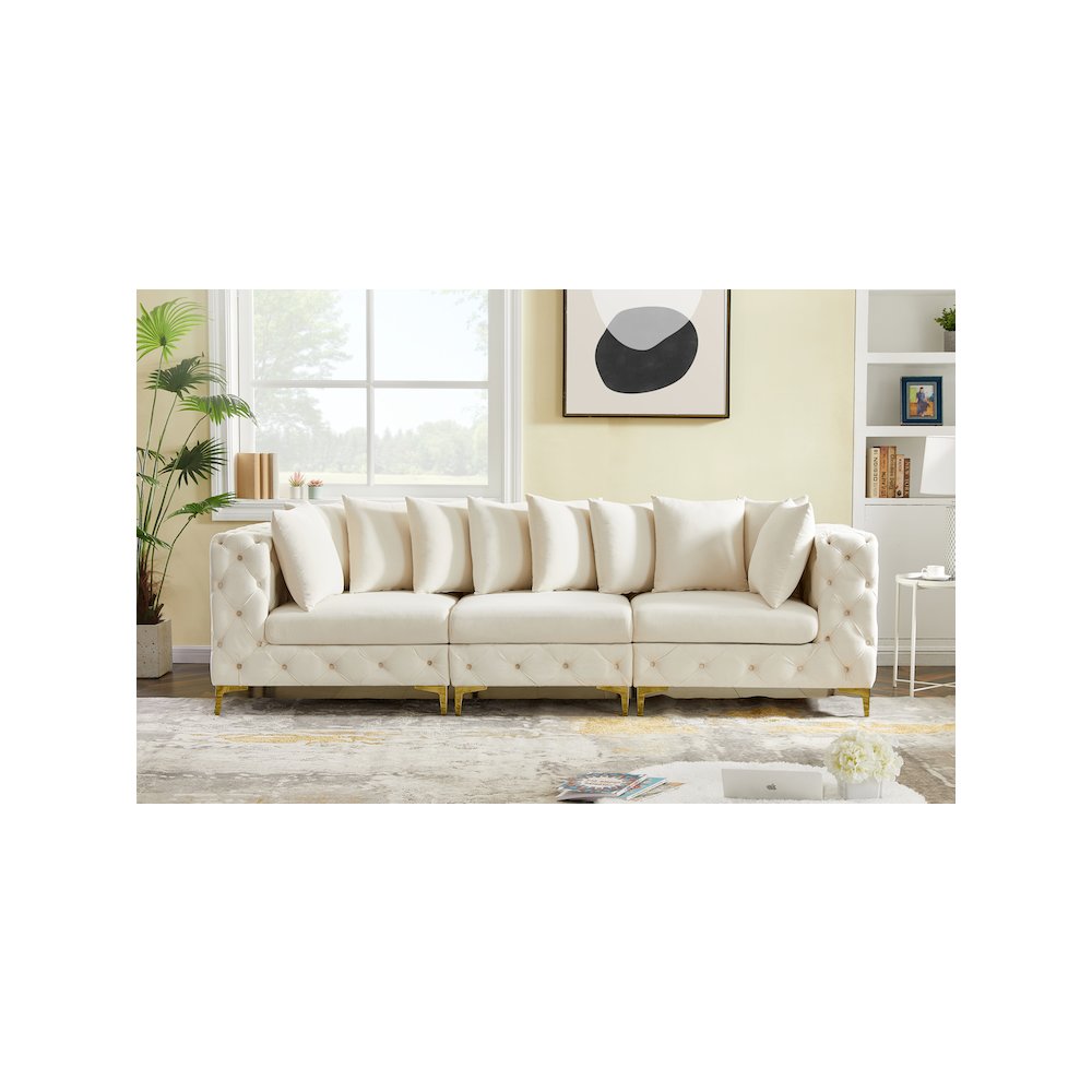 Tremblay Cream Velvet Modular Sofa