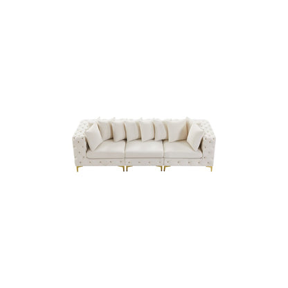 Tremblay Cream Velvet Modular Sofa