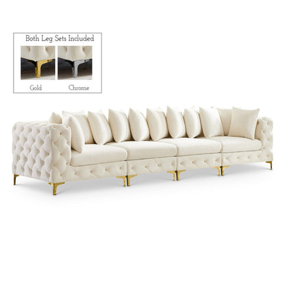Tremblay Cream Velvet Modular Sofa