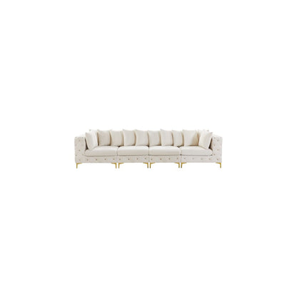 Tremblay Cream Velvet Modular Sofa