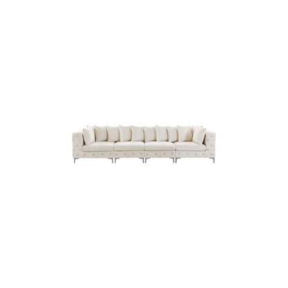 Tremblay Cream Velvet Modular Sofa