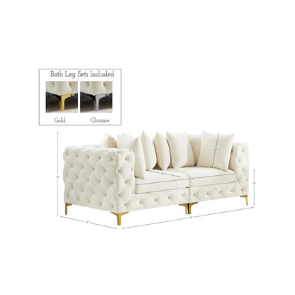 Tremblay Cream Velvet Modular Sofa