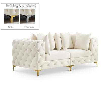 Tremblay Cream Velvet Modular Sofa