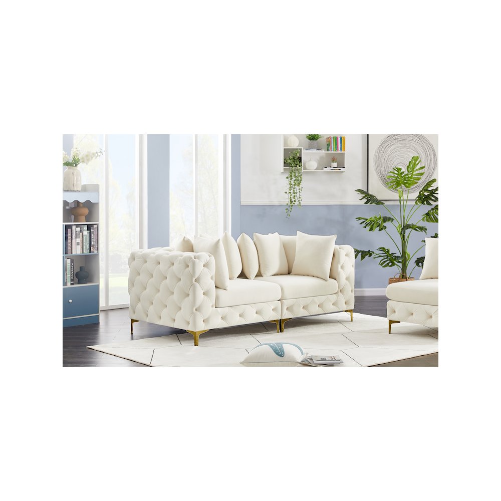 Tremblay Cream Velvet Modular Sofa
