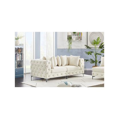 Tremblay Cream Velvet Modular Sofa