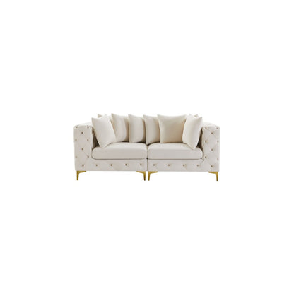 Tremblay Cream Velvet Modular Sofa