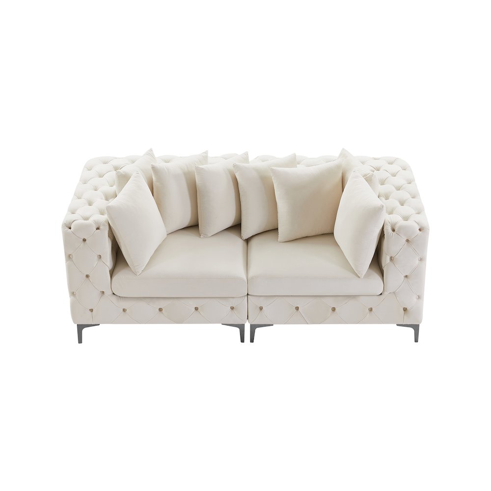 Tremblay Cream Velvet Modular Sofa