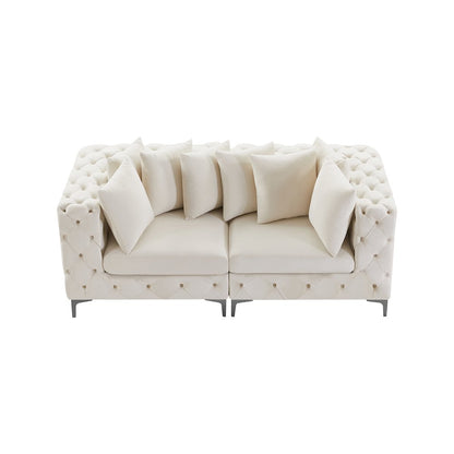 Tremblay Cream Velvet Modular Sofa