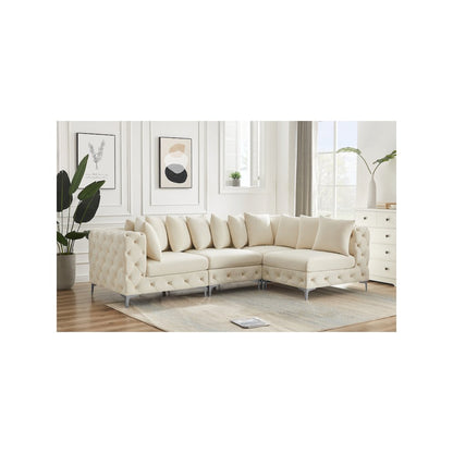 Tremblay Cream Velvet Modular Sectional