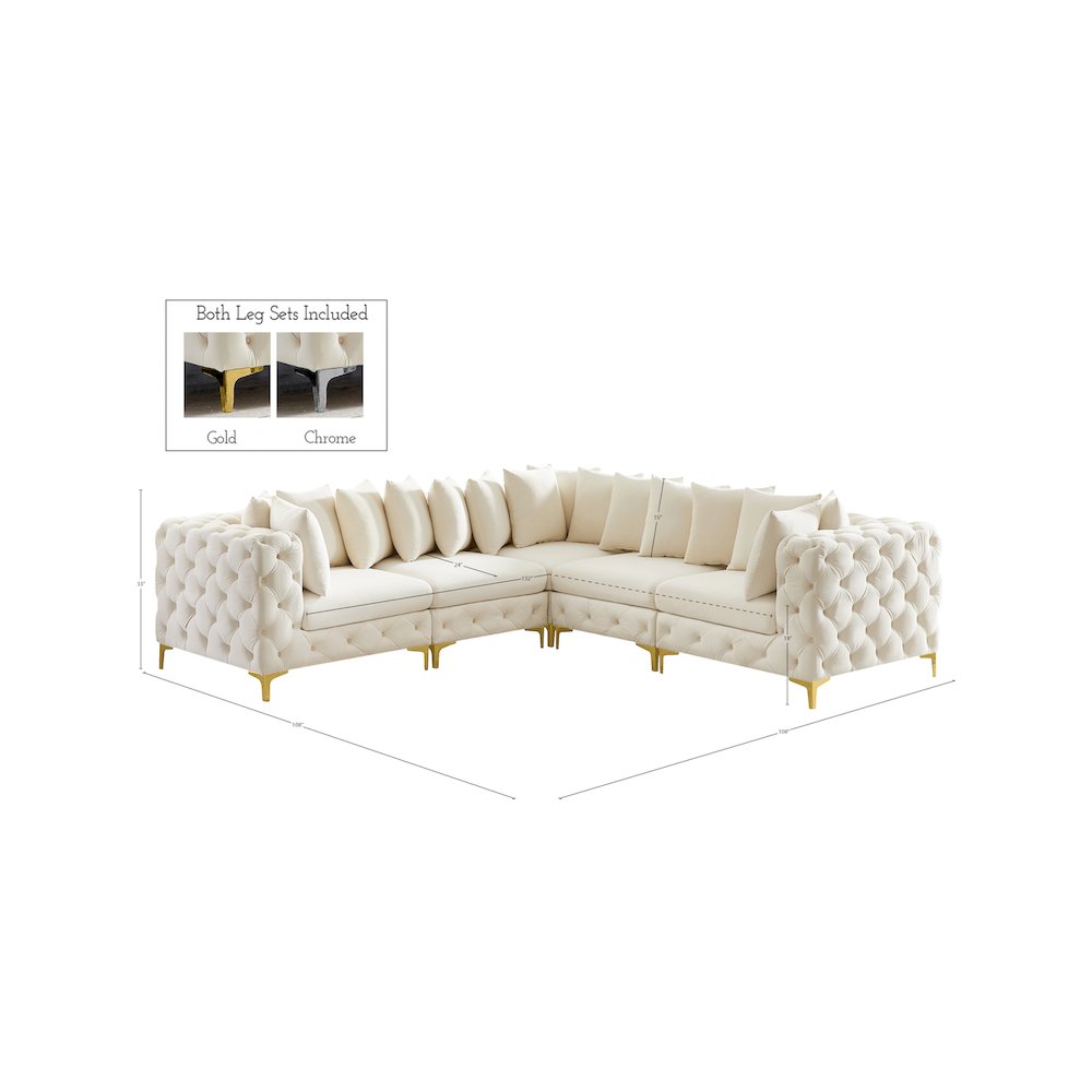 Tremblay Cream Velvet Modular Sectional