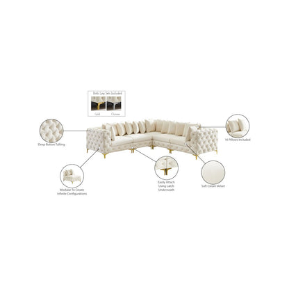 Tremblay Cream Velvet Modular Sectional