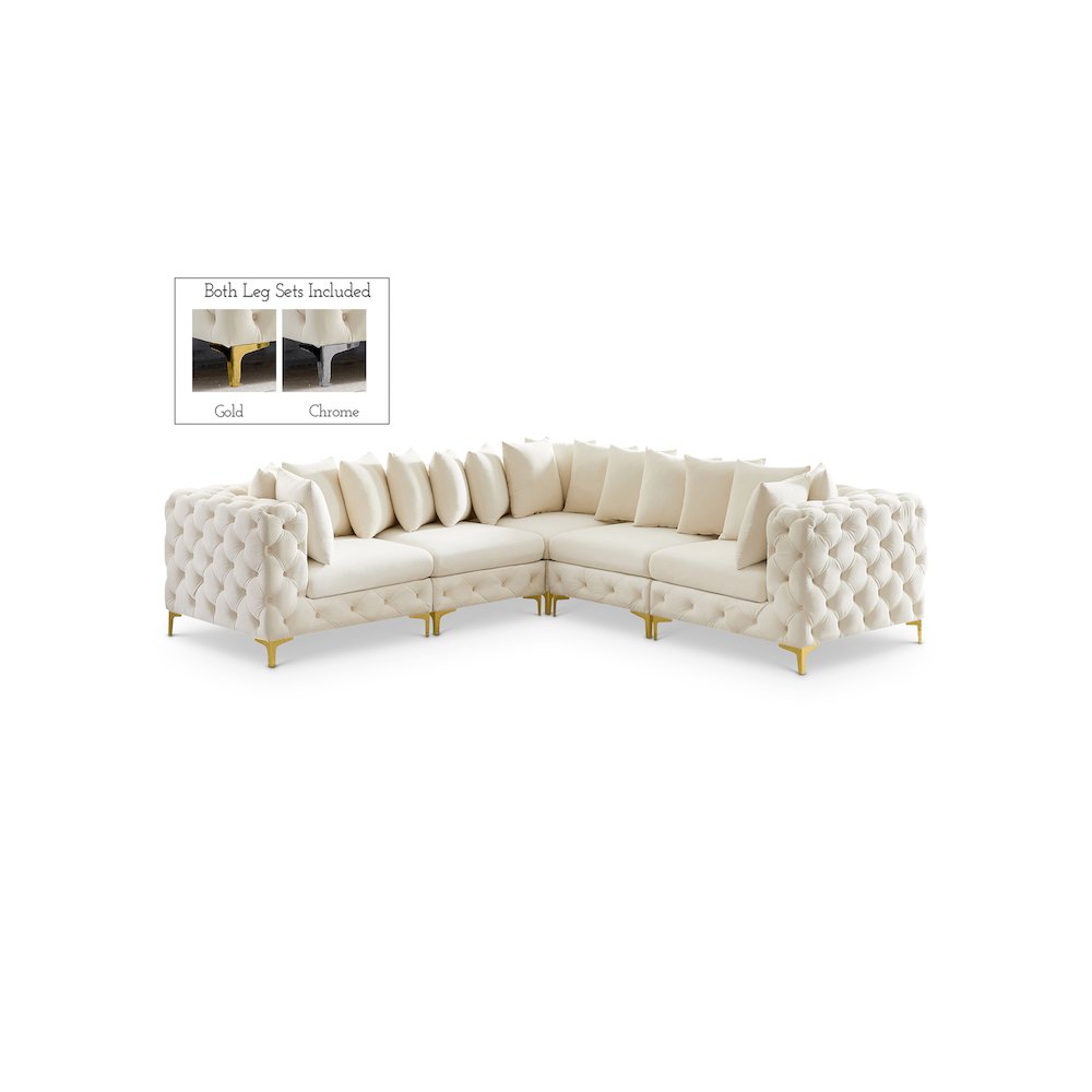 Tremblay Cream Velvet Modular Sectional