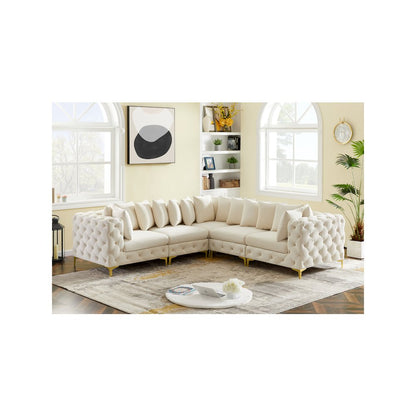 Tremblay Cream Velvet Modular Sectional