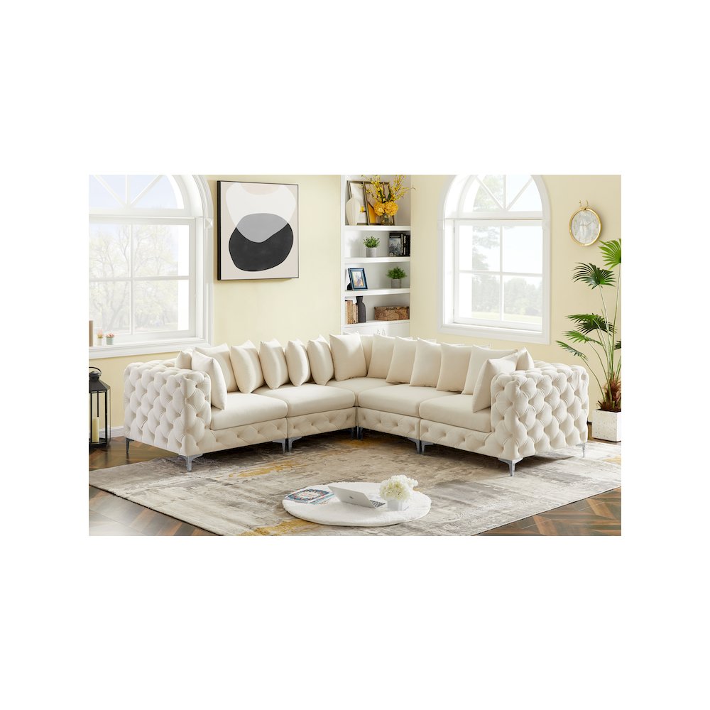 Tremblay Cream Velvet Modular Sectional