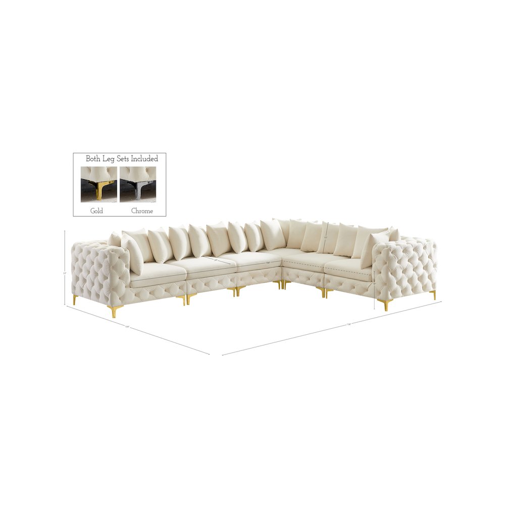 Tremblay Cream Velvet Modular Sectional