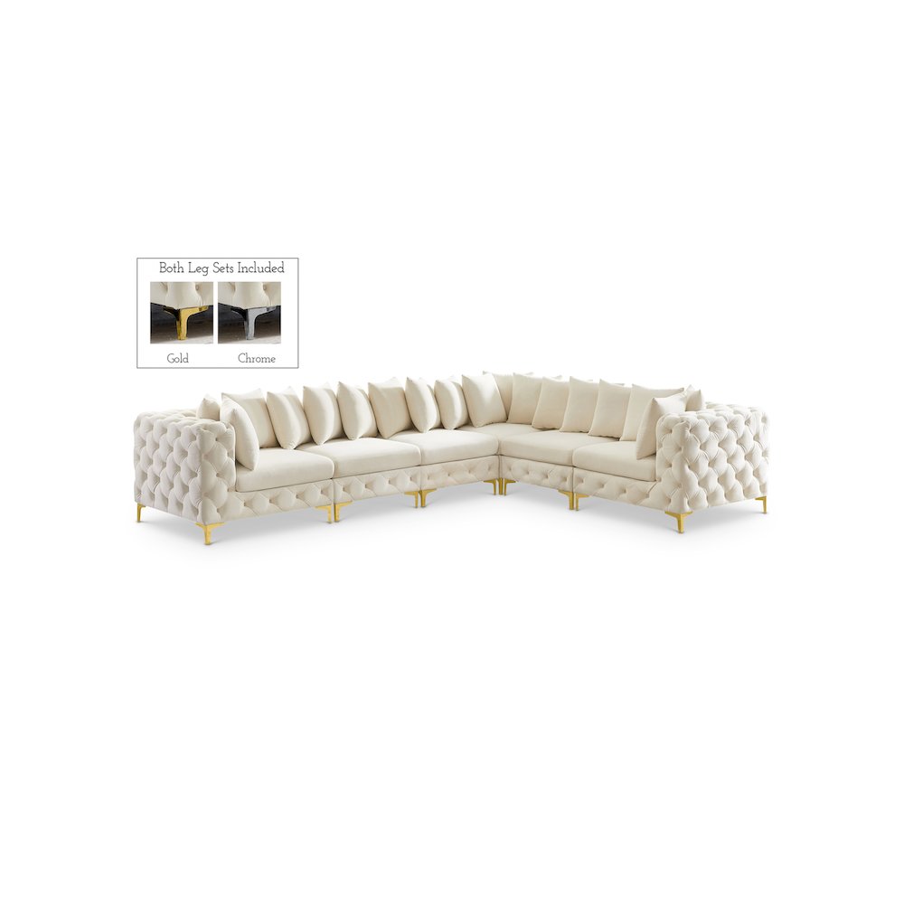 Tremblay Cream Velvet Modular Sectional