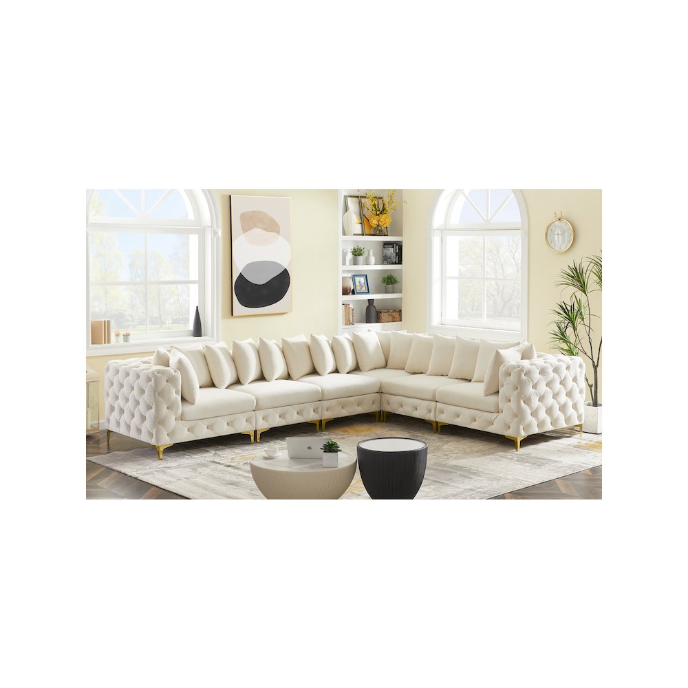 Tremblay Cream Velvet Modular Sectional