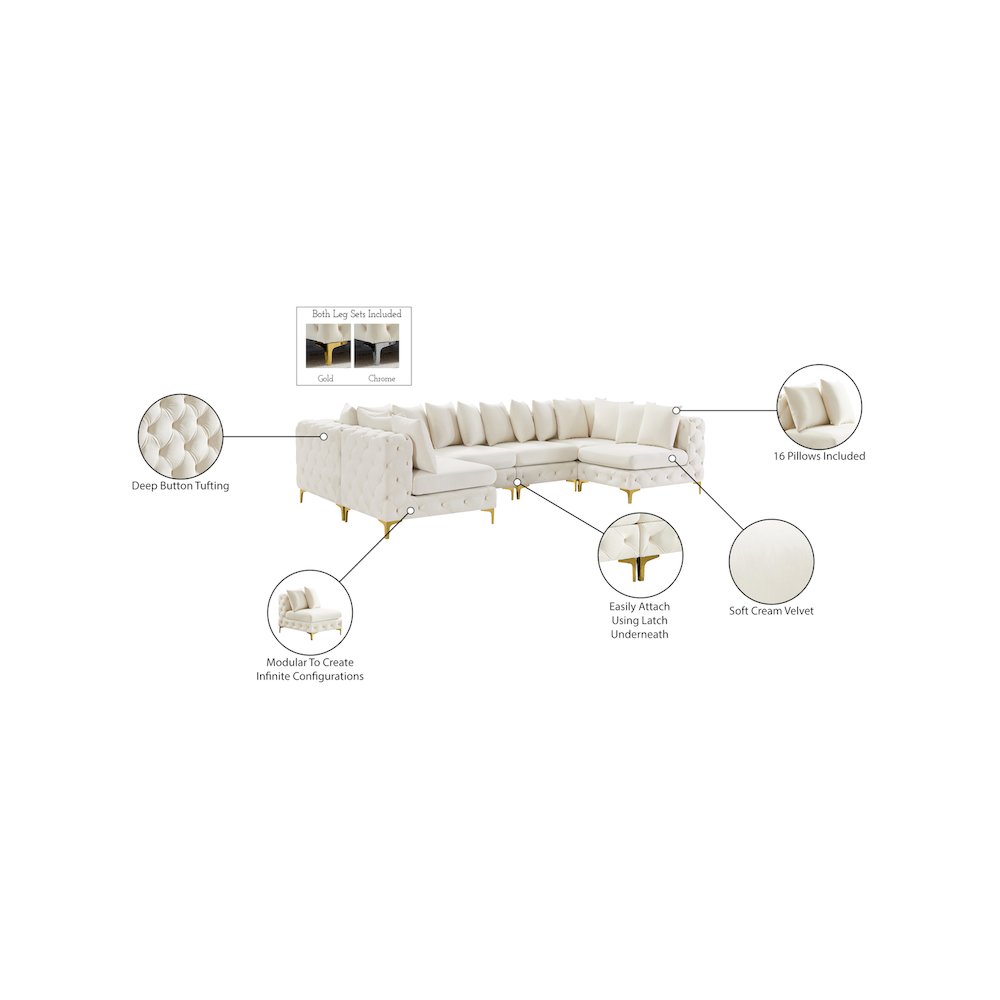 Tremblay Cream Velvet Modular Sectional