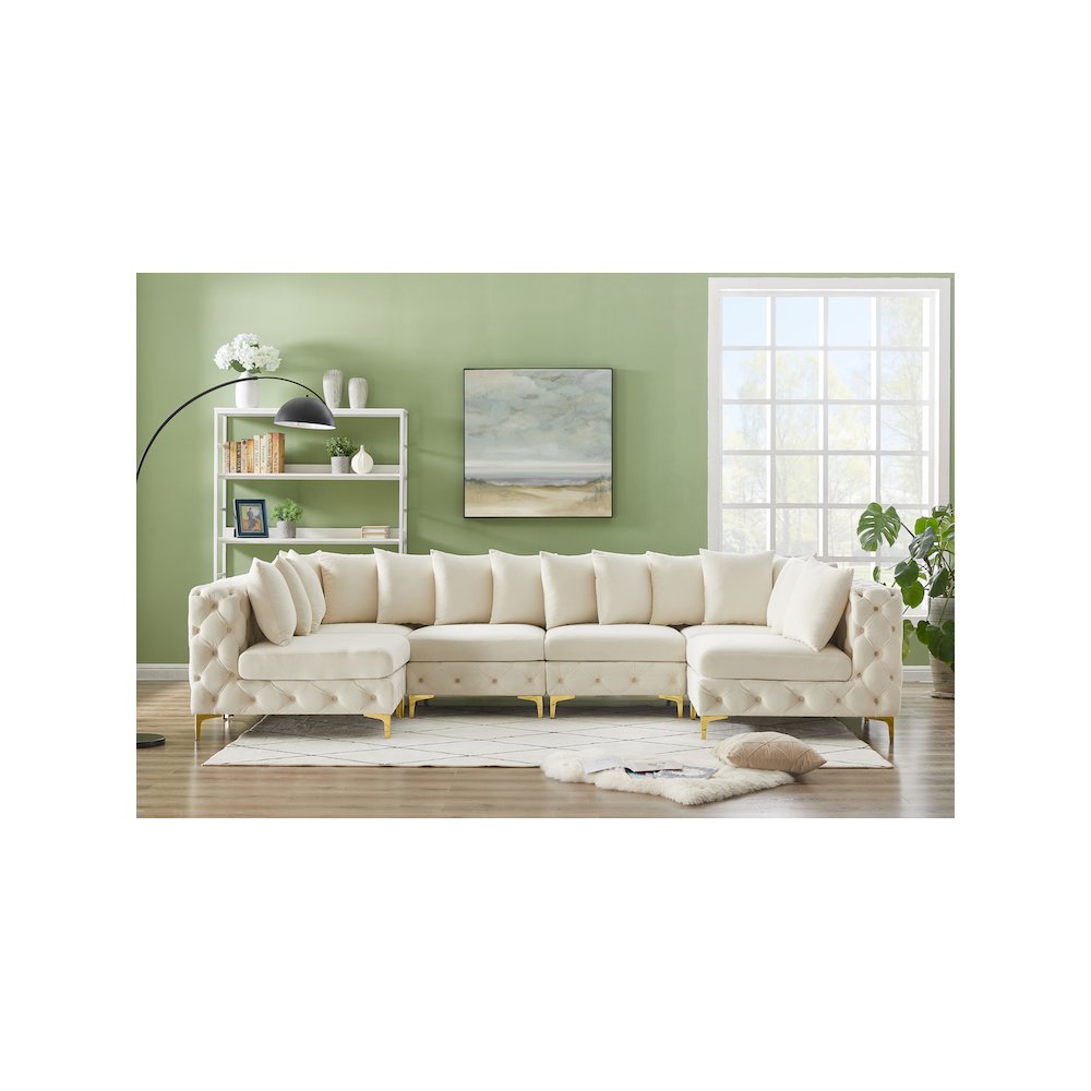 Tremblay Cream Velvet Modular Sectional