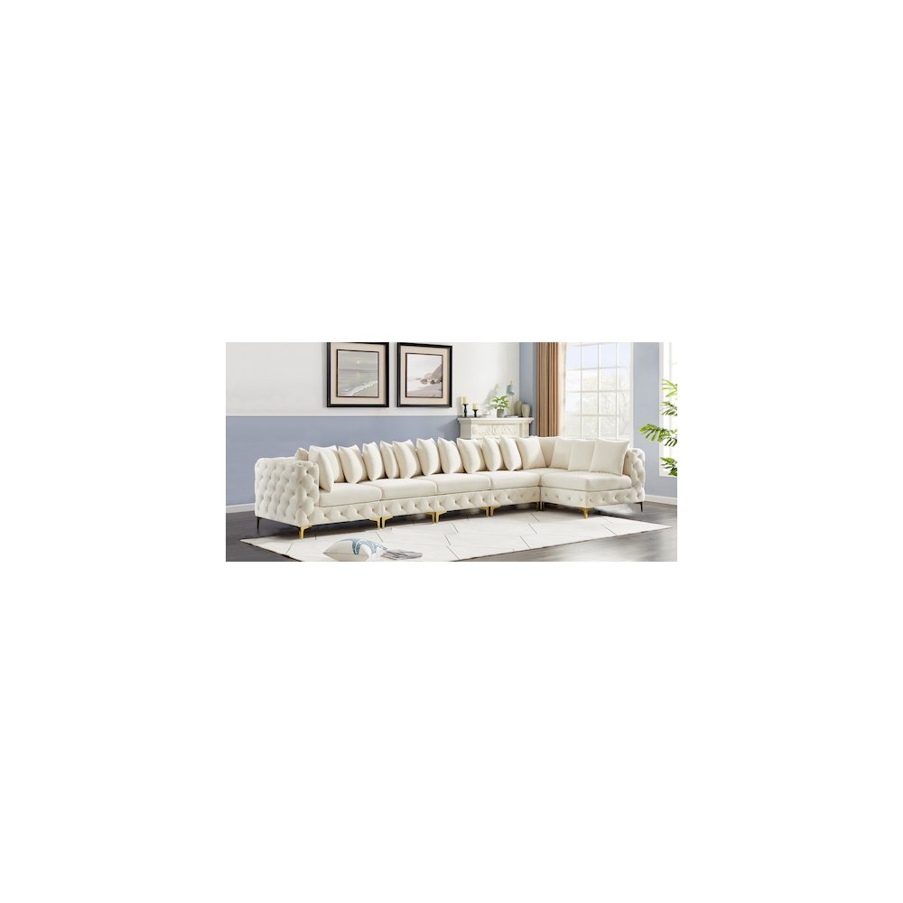 Tremblay Cream Velvet Modular Sectional