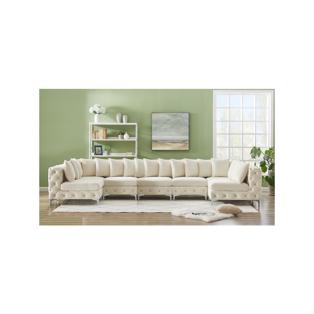 Tremblay Cream Velvet Modular Sectional